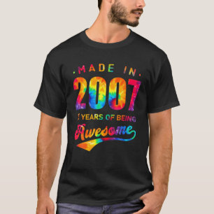 15 jaar oude 15e verjaardag Tie Dye Made 2007 Mann T-shirt