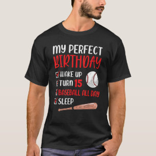 15 jaar oude Baseball Birthday Party 15th Boy Fift T-shirt