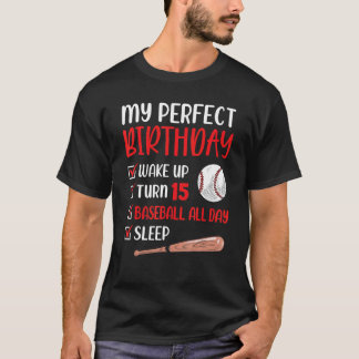 15 jaar oude Baseball Birthday Party 15th Boy Fift T-shirt