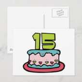 15 jaar oude Birthday Cake Briefkaart (Voorkant / Achterkant)