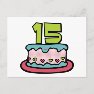 15 jaar oude Birthday Cake Briefkaart