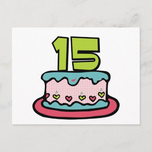 15 jaar oude Birthday Cake Briefkaart (Voorkant)