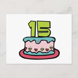 15 jaar oude Birthday Cake Briefkaart