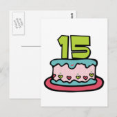 15 jaar oude Birthday Cake Briefkaart (Voorkant / Achterkant)