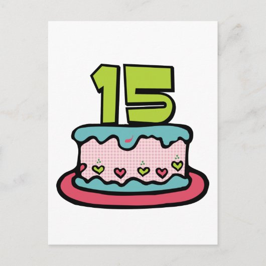 15 jaar oude Birthday Cake Briefkaart (Voorkant)