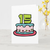 15 jaar oude Birthday Cake Kaart (Gele Bloem)