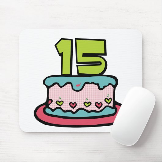 15 jaar oude Birthday Cake Muismat (Met muis)