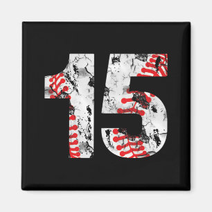 15 jaar oude cadeautjes nummer 15 honkbal 15th Bir Magneet