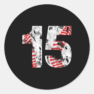 15 jaar oude cadeautjes nummer 15 honkbal 15th Bir Ronde Sticker