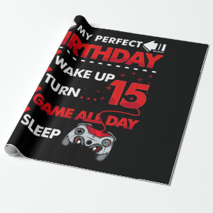 15 jaar oude gamer Boy 15th Perfect Birthday Gamin Cadeaupapier