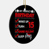 15 jaar oude gamer Boy 15th Perfect Birthday Gamin Keramisch Ornament (Rechts)