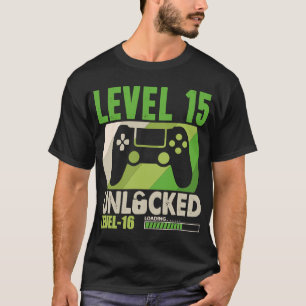 15 jaar oude gamer level 15 unlocked jongens t-shirt