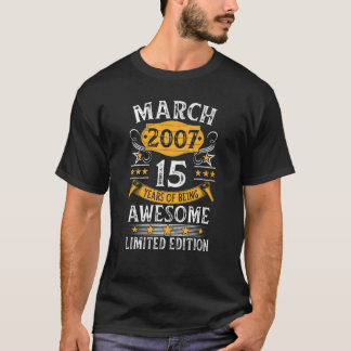 15 jaar oude Vintage Geweldige sinds maart 2007 15 T-shirt
