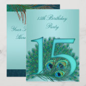 15 jaar pauw sjabloon leeftijdsnummer kaart (Voorkant / Achterkant)