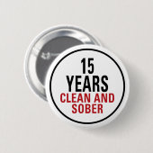 15 jaar schoon en nuchter ronde button 5,7 cm (Voorkant /achterkant)