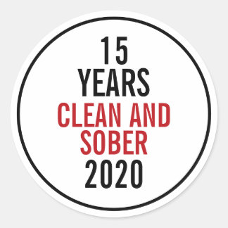 15 jaar schoon en sober 2020 ronde sticker