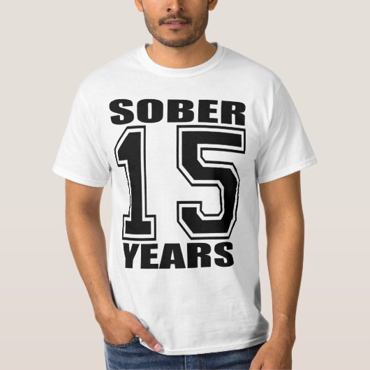 15 jaar Sober Black op wit T-shirt (Voorkant)