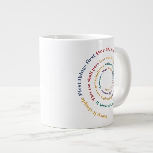 15 jaar Sobriety Slogan Spiral Giant Coffee Grote Koffiekop (Voorkant rechts)