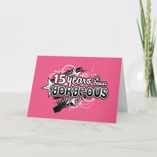 15 jaar van Schitterend het Zijn (15de Verjaardag) Kaart (Voorkant)