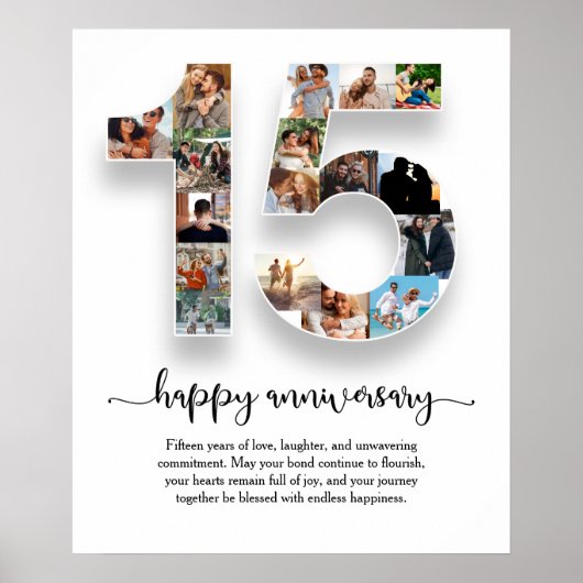 15-jarig jubileum Foto Collage Poster (Voorkant)