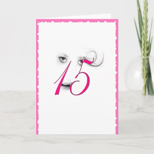 15-jarig meisje roze Wenskaart Kaart (Voorkant)