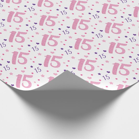 15-jarige 15-jarige verjaardag 15 cadeaupapier (Hoek)