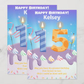 15-jarige Happy Birthday-kaart gepersonaliseerd (Voorkant / Achterkant)