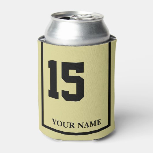 15 kaki paard zadel deken op maat blikjeskoeler (Blikje Voorkant)