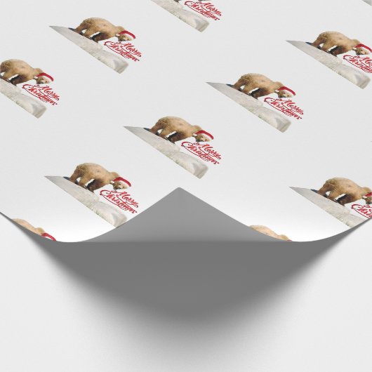 15' kerstpapier met grizzly beer cub cadeaupapier (Hoek)