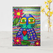 15 - Kisa het kat Wenskaart Kaart (Gele Bloem)