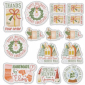 15 kleine bedrijven / handgemaakte kerstverpakking sticker (Voorkant)