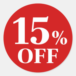 15% KORTING Rood Achtergrond Klassieke Ronde Stick Sticker