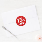 15% KORTING Rood Achtergrond Klassieke Ronde Stick Sticker (Envelop)