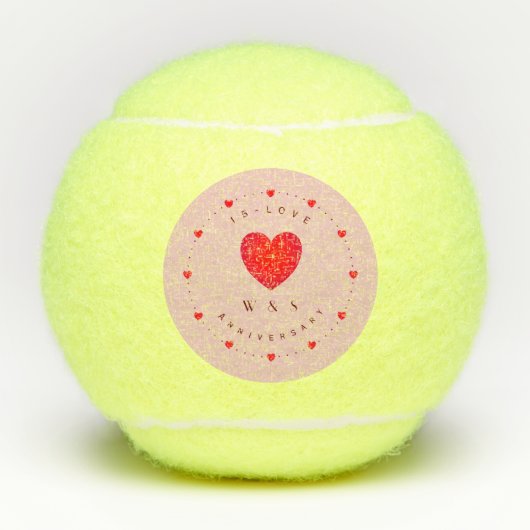 15-liefde Jubileum Tennisbal Tennisballen (Voorkant)