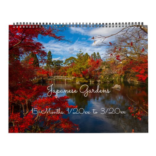 15-maands Japanse tuinen wandkalender Kalender (Hoes)