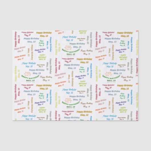 15 mei, 15-jarig weefselpapier tissuepapier (Voorkant)