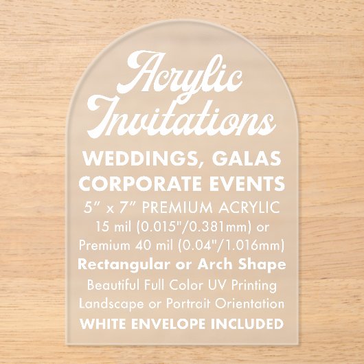 15 Mil Arched Frosted Acryl Uitnodiging (Voorkant)