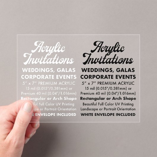 15 Mil Clear Acryl Uitnodiging (landschap) (Insitu (Draagbaar))