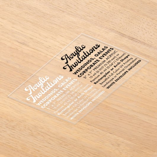 15 Mil Clear Acryl Uitnodiging (landschap) (Laagn)