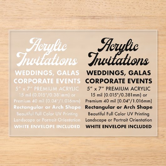 15 Mil Frosted Acryl Uitnodiging (Landschap) (Voorkant)