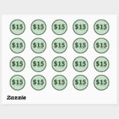 $15 Minimumloon cash stickers - donker nummer (Vel)