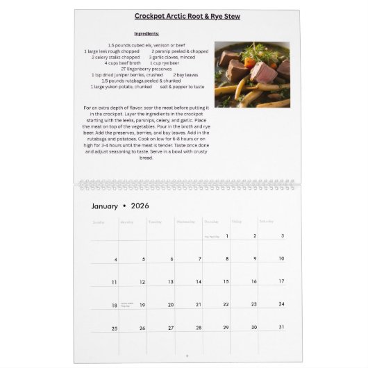 15 Month Recipe Calendar Kalender (Jan 2026)