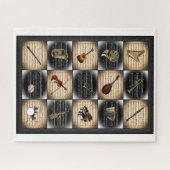 15 Muziekinstrumenten ~ Bladmuziek Achtergrond Ji Legpuzzel (Horizontaal)