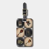 15 Muziekinstrumenten ~ Muziekachtergrond vellen Bagagelabel (Voorkant verticaal)