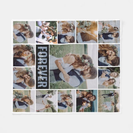 15 Naam fotocollage monogram Fleece Deken (Voorkant (Horizontaal))