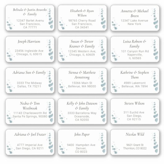 15 Naam van individuele weddenschappen Adres stick Sticker (Voorkant)