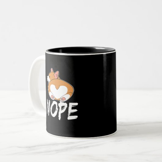 15 Nope Corgi Tweekleurige Koffiemok (Voorkant links)