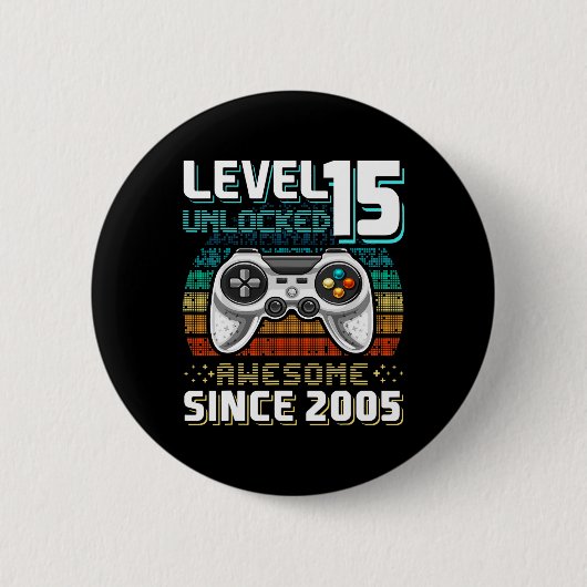 15 Ontgrendeld Geweldige 2005 Videospel 15e Verjaa Ronde Button 5,7 Cm (Voorkant)