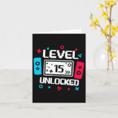 15 Ontgrendelde Gamer 15e Verjaardag Gift Video Ga Kaart (Gele Bloem)