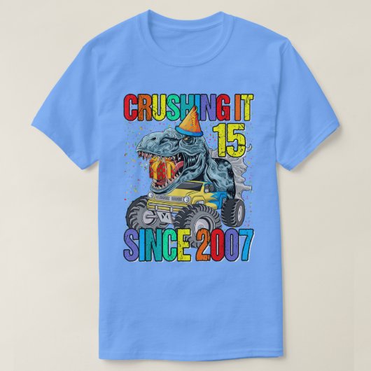 15 Overhaast sinds 2007 Monster Truck Dinosaur T-shirt (Design voorkant)